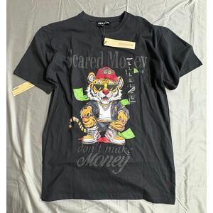Reason Scared Money Dont Make Money Tiger Graphic T-Shirt Mens Large Black Nwt